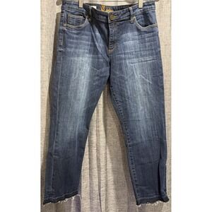 KUT from the Kloth Emma Ankle Straight Leg Ankle Distressing Jeans Size 10-33/26